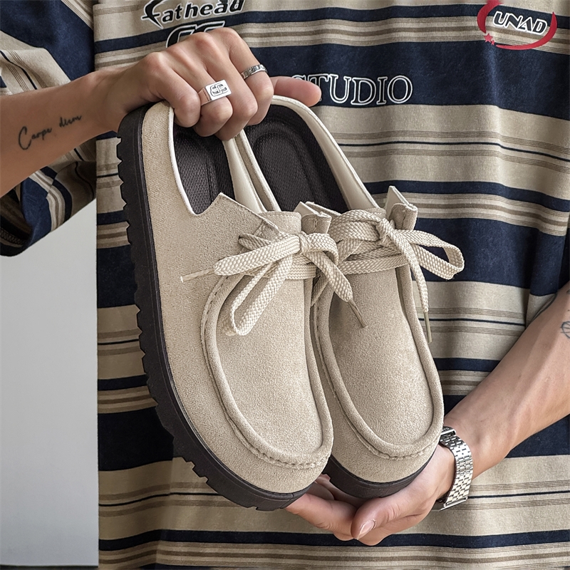 Fashion Men Half Slippers Sued - огляд і ціна Men'S Shoes Comfortable Walking