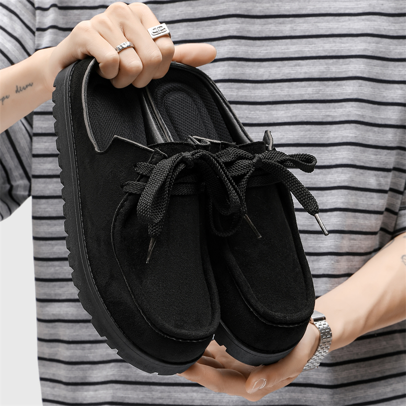 Fashion Men Half Slippers Sued - огляд і ціна Men'S Shoes Comfortable Walking