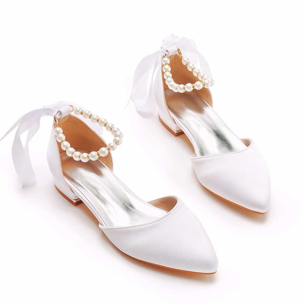 Wedding Shoes Bride Flat Heel  - огляд і ціна Dress Shoe Pointed