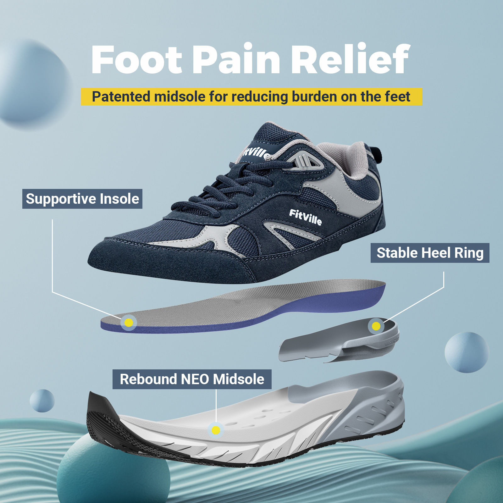 FitVille Newest Walking Shoes  - огляд і ціна Men'S Shoes Plantar Fasciitis